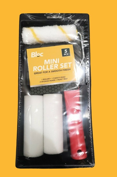 5pc Small Paint Roller Set Touch Up Kit Job Sleeve Handle Tray Rollers Mini UK