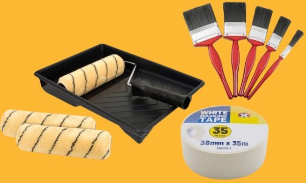Paint Roller With Tray And 5 X Brushes Set