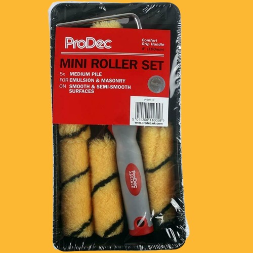 Prodec 4 Inch Paint Roller Set With 5 Sleeves Tray Roller