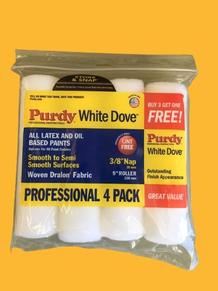 White Dove Professional Paint Roller Cover 38nap 9in 4pk