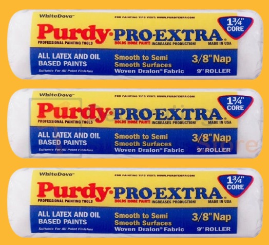 3x Purdy Pro-Extra White Dove Paint Roller Sleeves 9 Inch