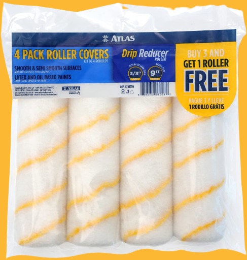 4 Piece Antispatter Paint Roller Covers 9 Inch