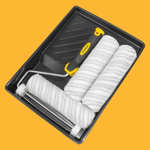 Stanley Silvers Stripe Emulsion Paint Roller Tray Set 9 Inch Sleeves