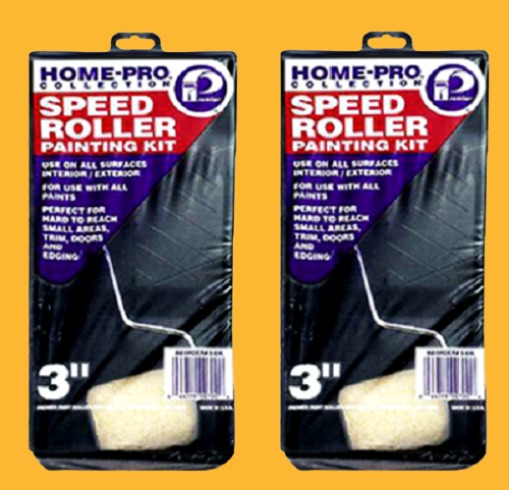 Home Pro Polyester 3 In Paint Roller Plus Handle & Tray Kit 2 Pack