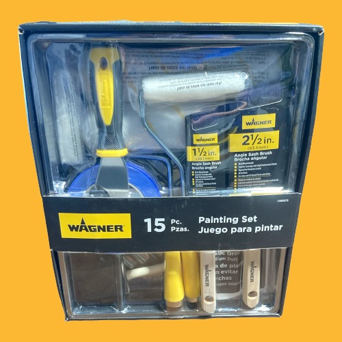Wagner 15 Piece Paint Set Brushes, Rollers, Scraper, Trays, Tarp, Tape